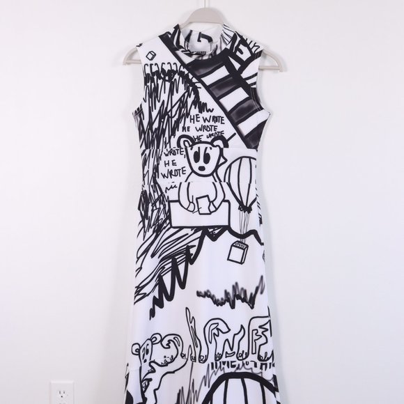 Doodles Printed Textile Mock Neck Dress - SMALL/MEDIUM - Picture 2 of 7